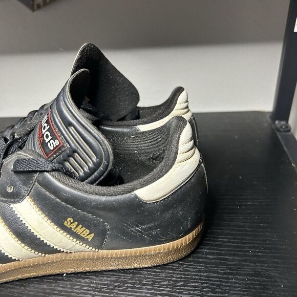 Adidas Samba Men’s Size 7.5 Classic Black White Leather Casual Shoes Sneakers - Picture 9 of 16